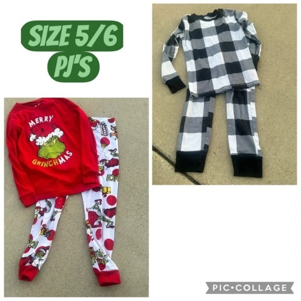 Grinch Red and Black Checkered Kids Pajamas Set PM6